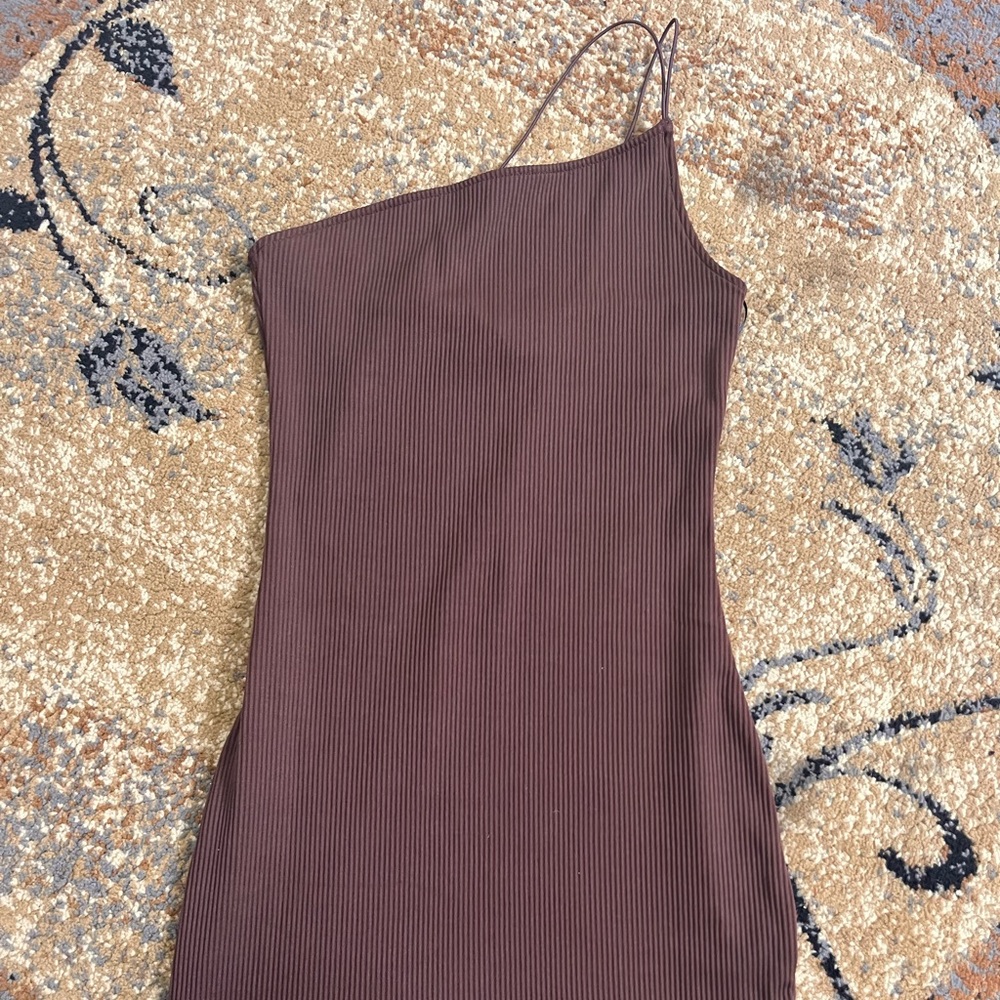Elegant Brown One-Shoulder Dress